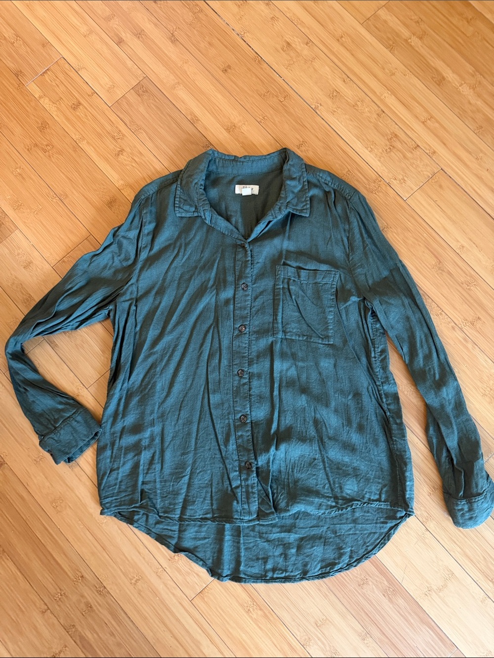 Style & Co. Green Button-Front Collared Shirt